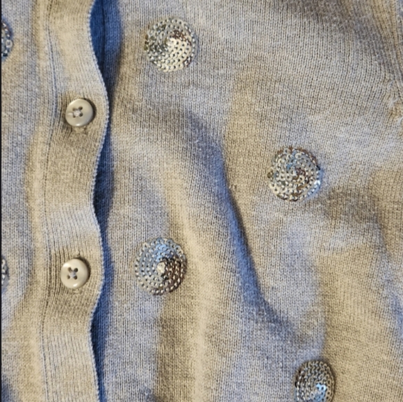 1989 Place Girls 7/8 Grey Cardigan With Silver Sequin Dots - Picture 2 of 4